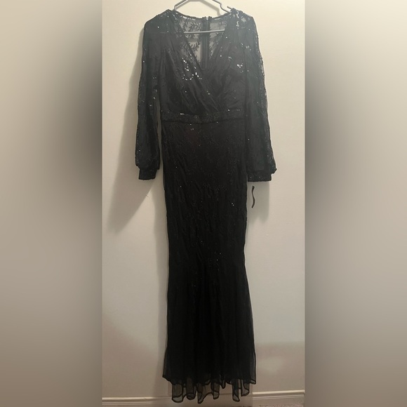 R&M Richards Womens Plus Sequined Surplice Evening Dress - Picture 7 of 13